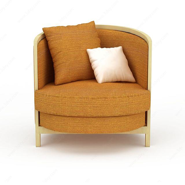弧形单人沙发椅3D模型