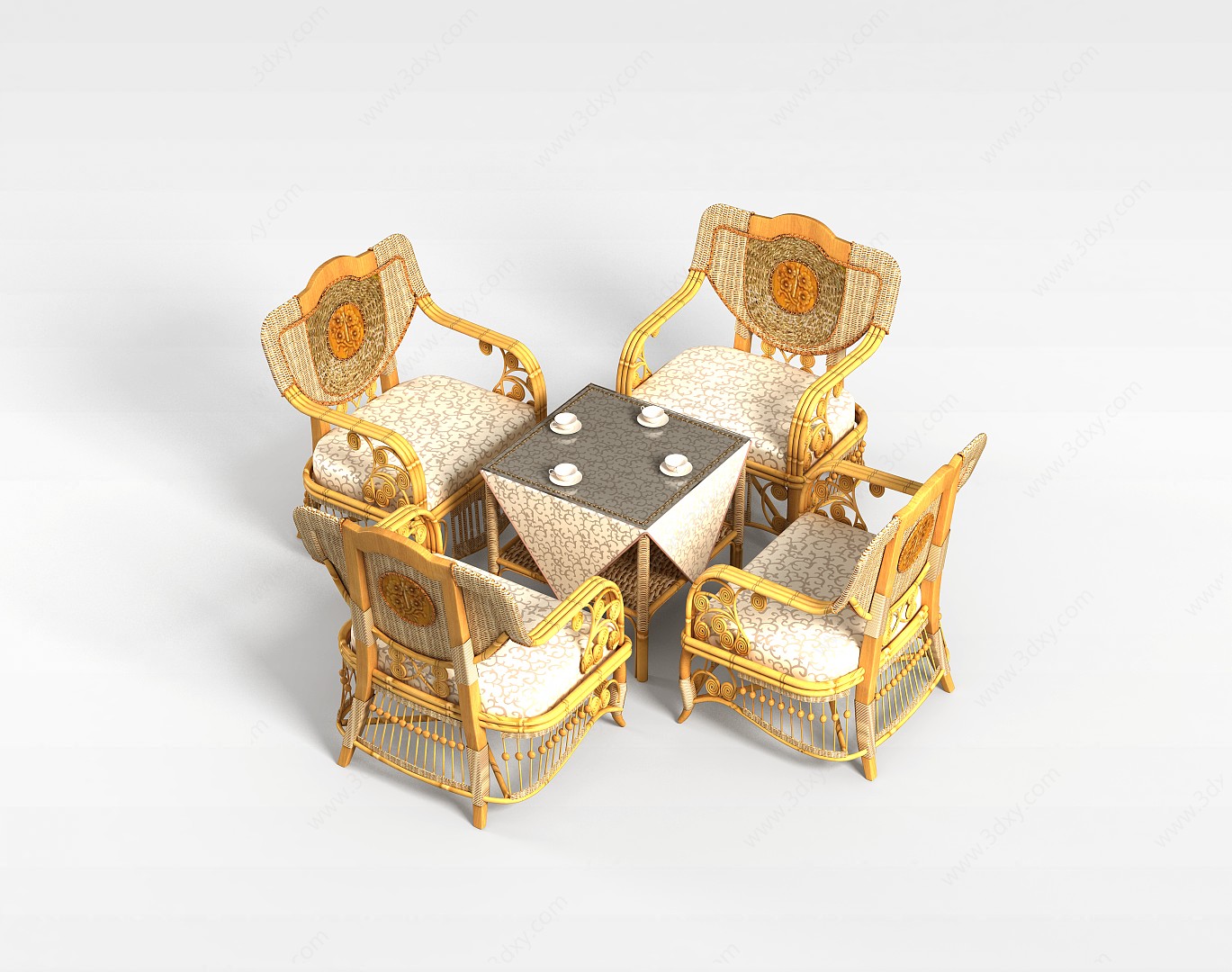 中式桌椅3D模型