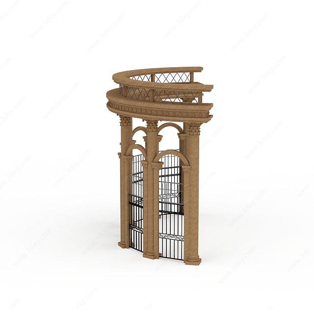 欧式拱形柱门3D模型