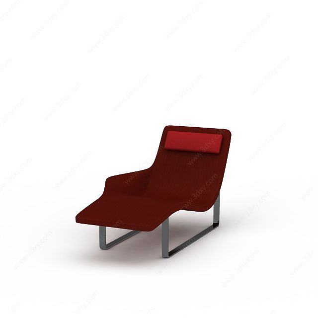 砖红色躺椅3D模型