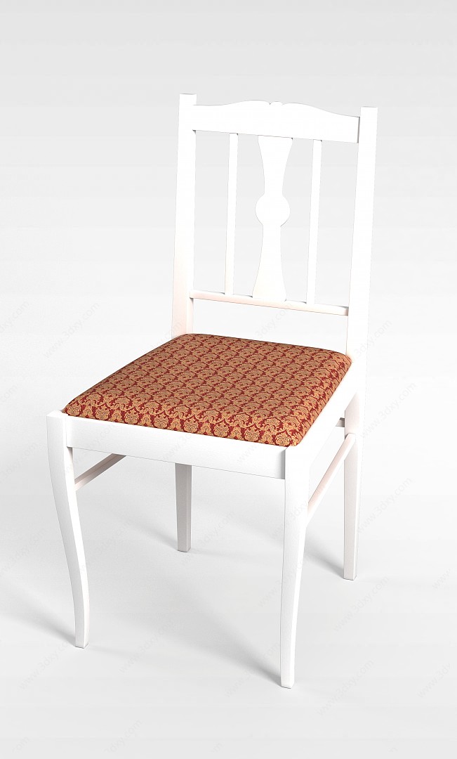 白色餐椅3D模型