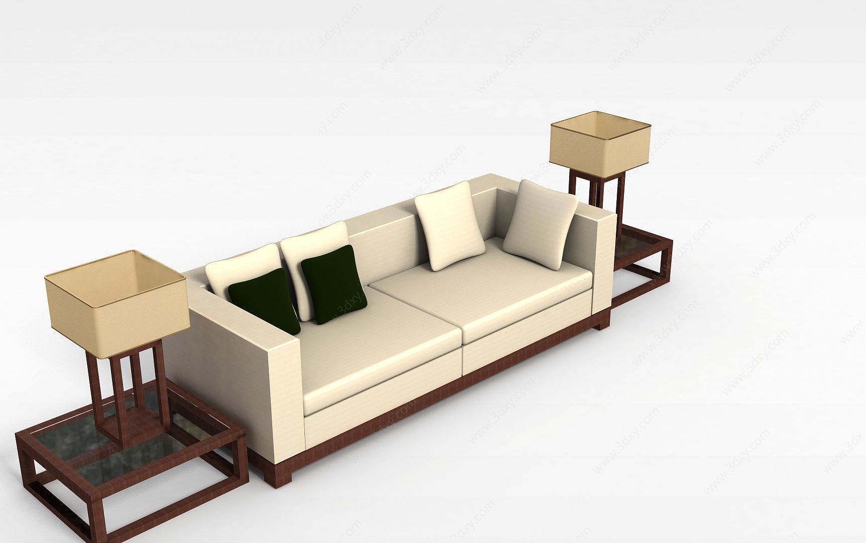 米色双人沙发3D模型