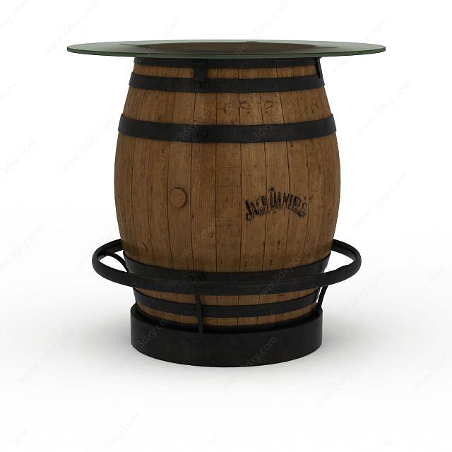 酒桶桌3D模型