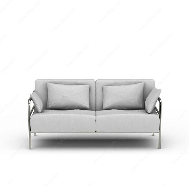 银灰色双人沙发3D模型