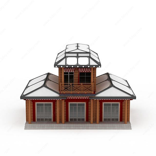 藏式房屋建筑3D模型