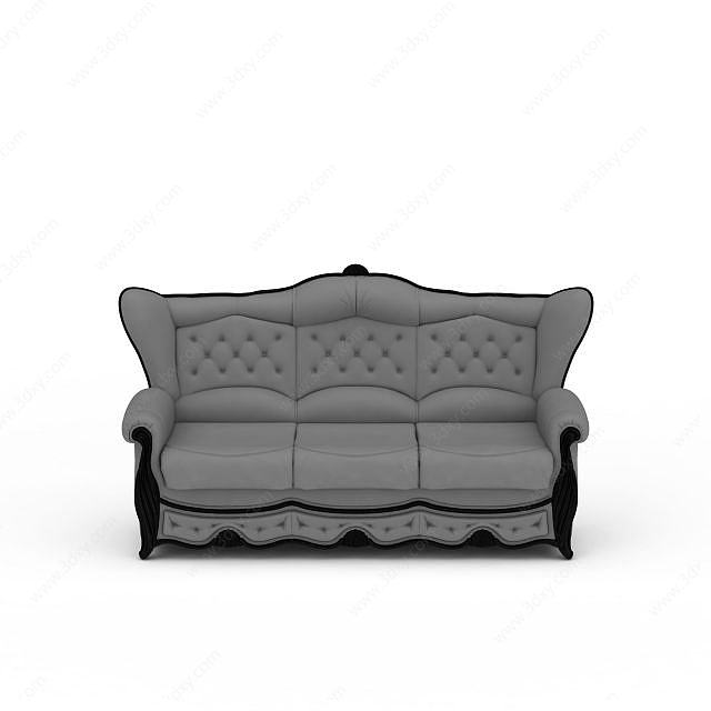 灰色三人沙发3D模型