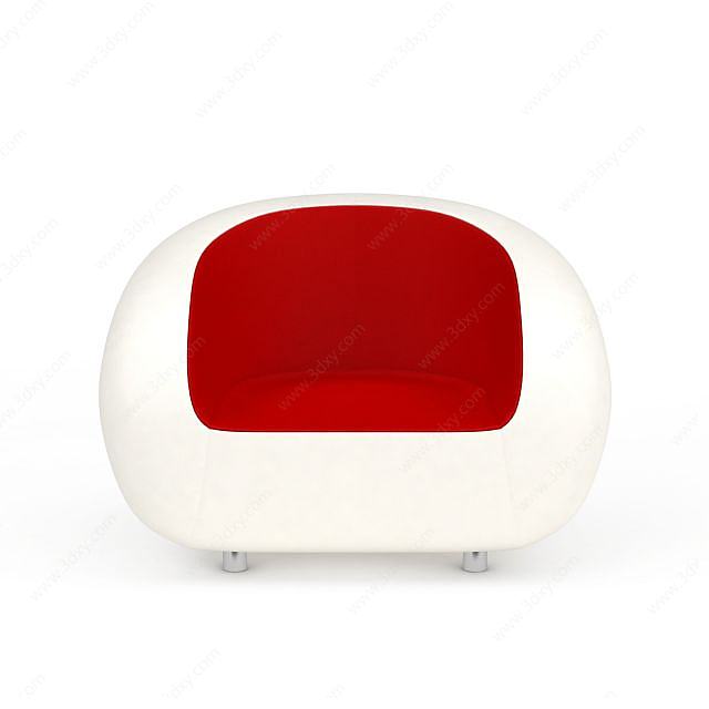 红白双色沙发3D模型