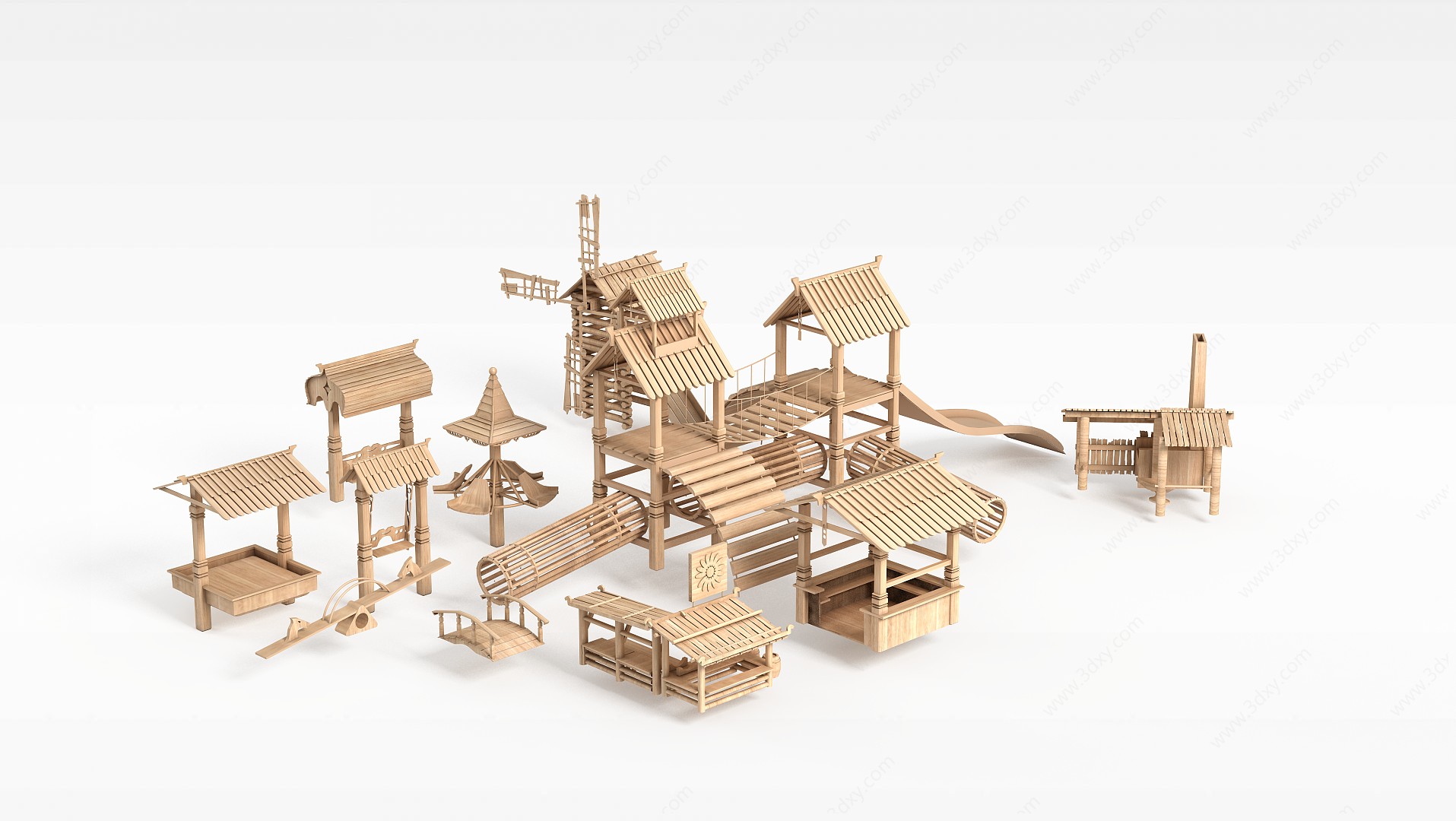 木质古建筑3D模型