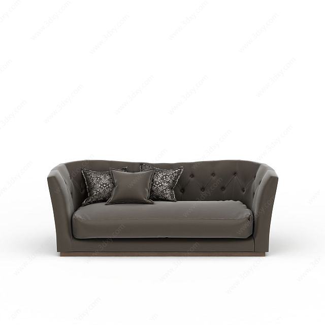 灰色软包沙发3D模型