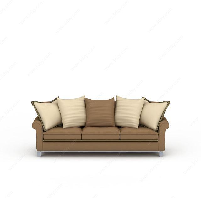 精品三人沙发3D模型