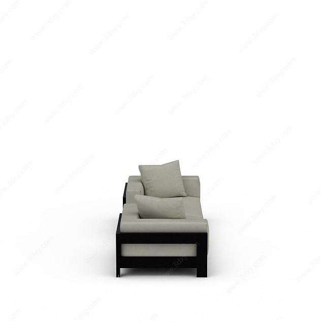 灰色现代布艺沙发3D模型