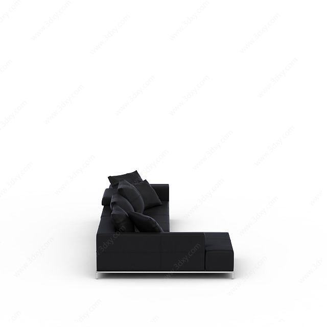 现代黑色沙发组合3D模型