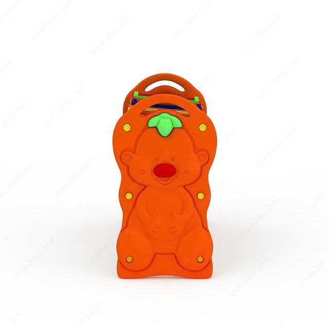 橙色儿童玩具收纳架3D模型