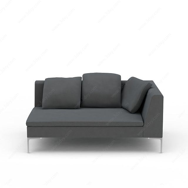 简易灰色布艺转角沙发3D模型