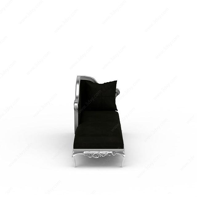 黑色豪华贵妃榻沙发3D模型