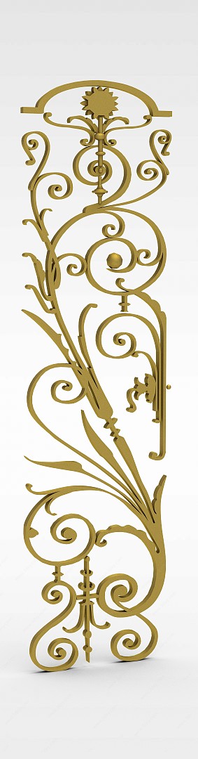 金色金属雕花装饰构件3D模型