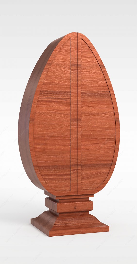 创意椭圆形独立实木储物柜3D模型