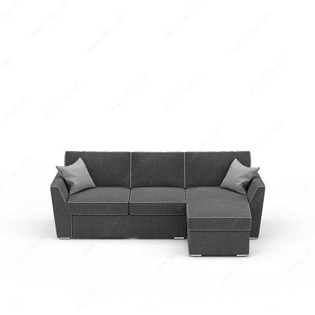极简主义深灰色T型沙发3D模型