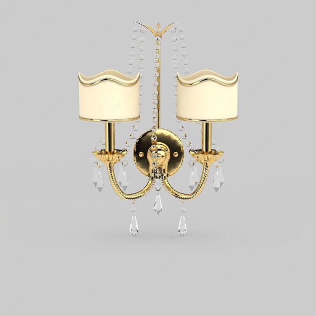 时尚金色双头水晶壁灯3D模型