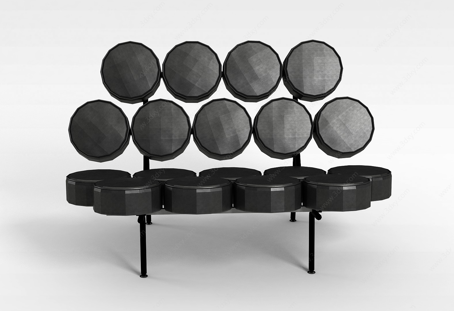 黑色艺术圆形拼装长椅3D模型