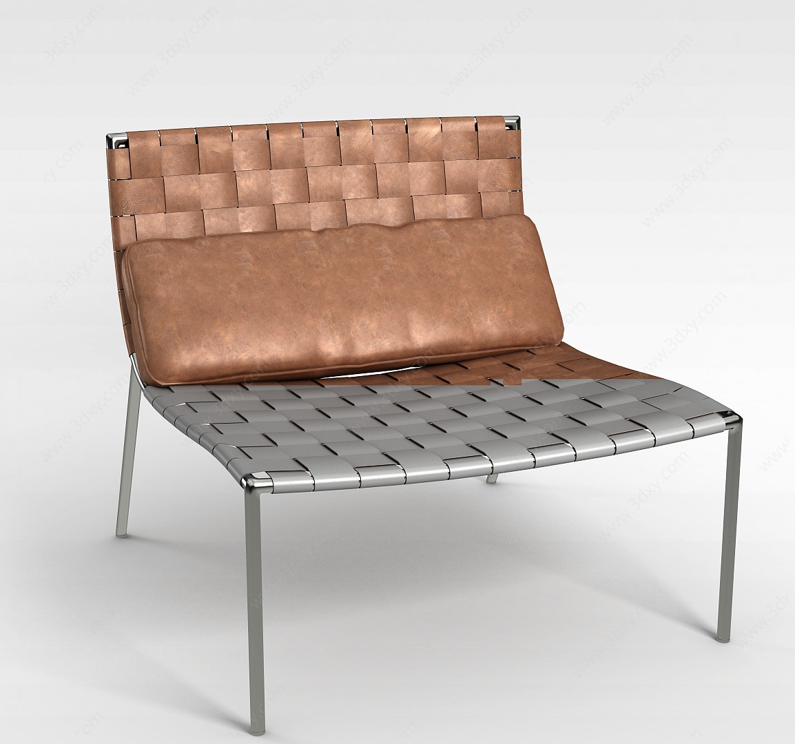 时尚简约棕色编织椅3D模型