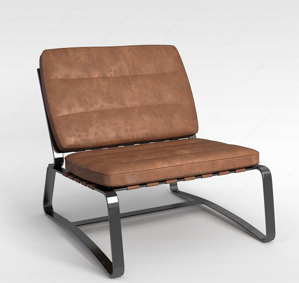 时尚金属支架鹿皮面沙发椅3D模型