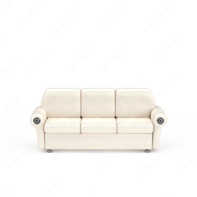 现代简约米色三人沙发3D模型