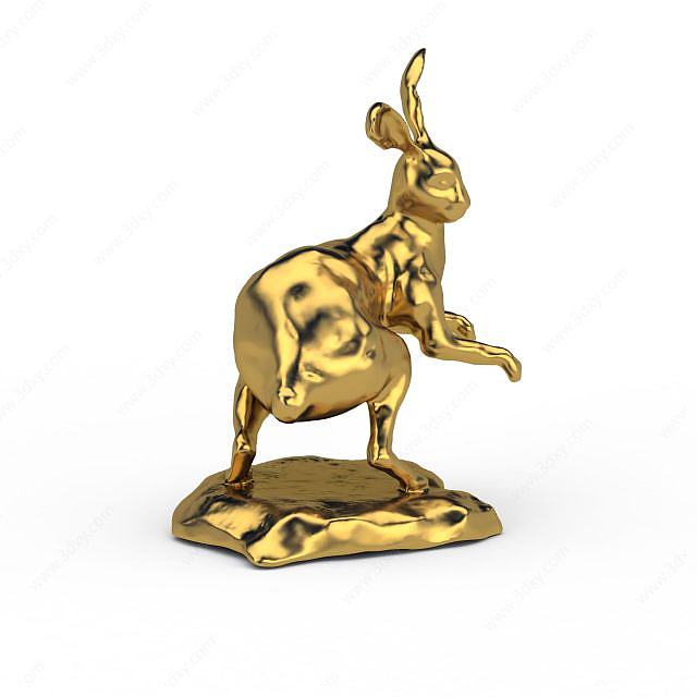 金属兔子装饰摆件3D模型