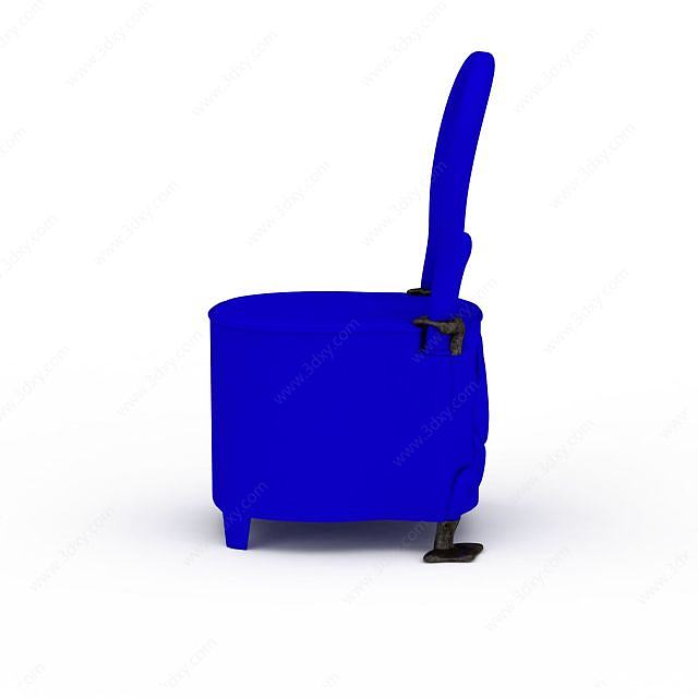 精美宝蓝色圆筒靠背椅3D模型