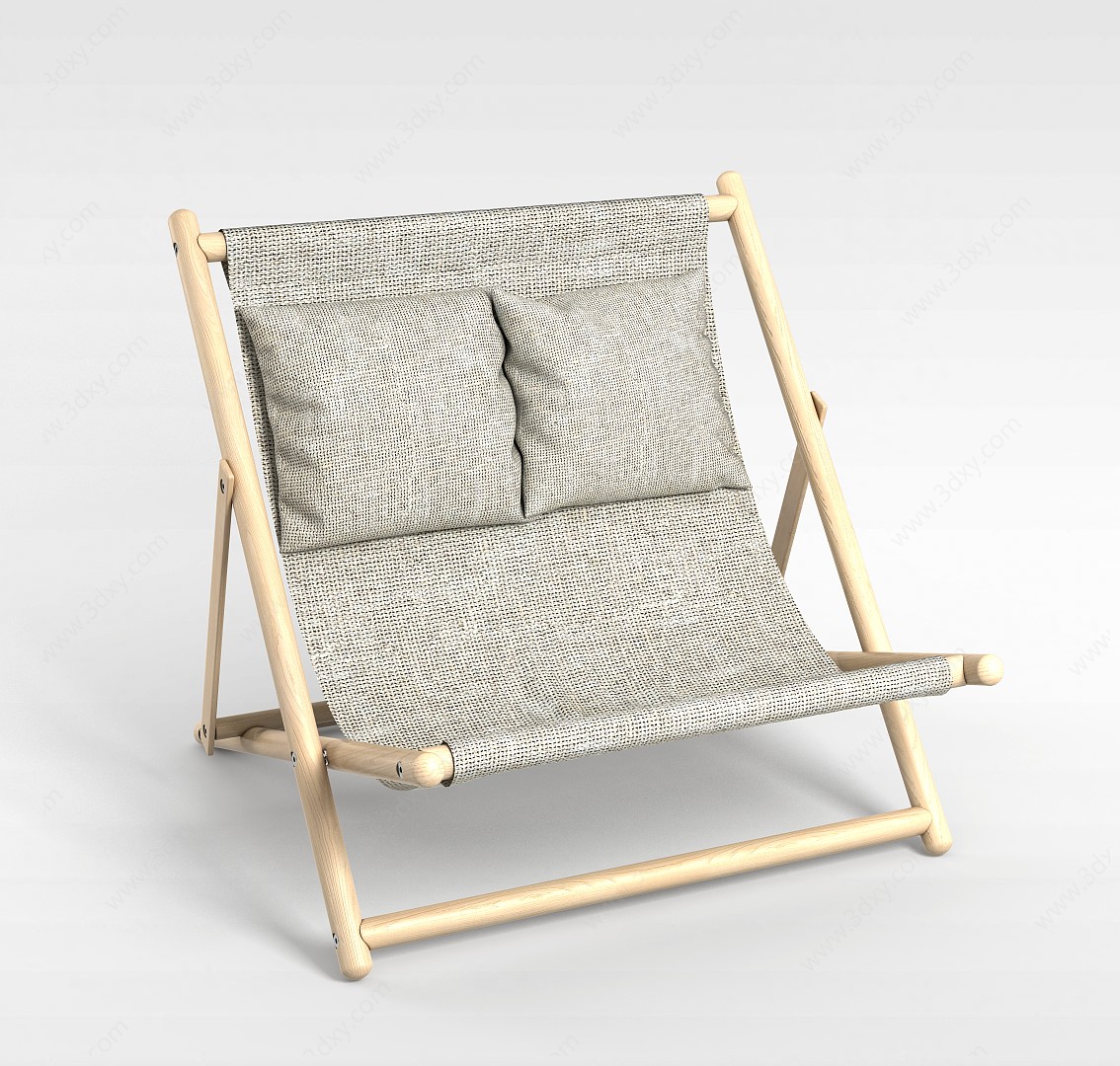 时尚实木折叠休闲椅3D模型
