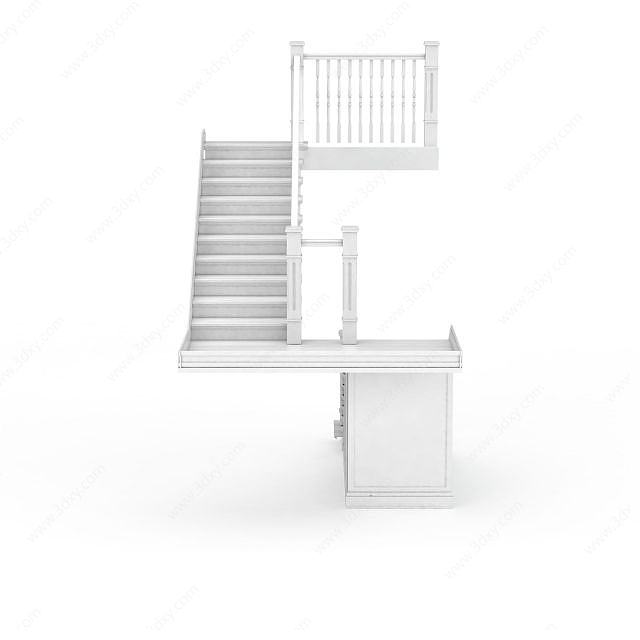 白色楼梯3D模型