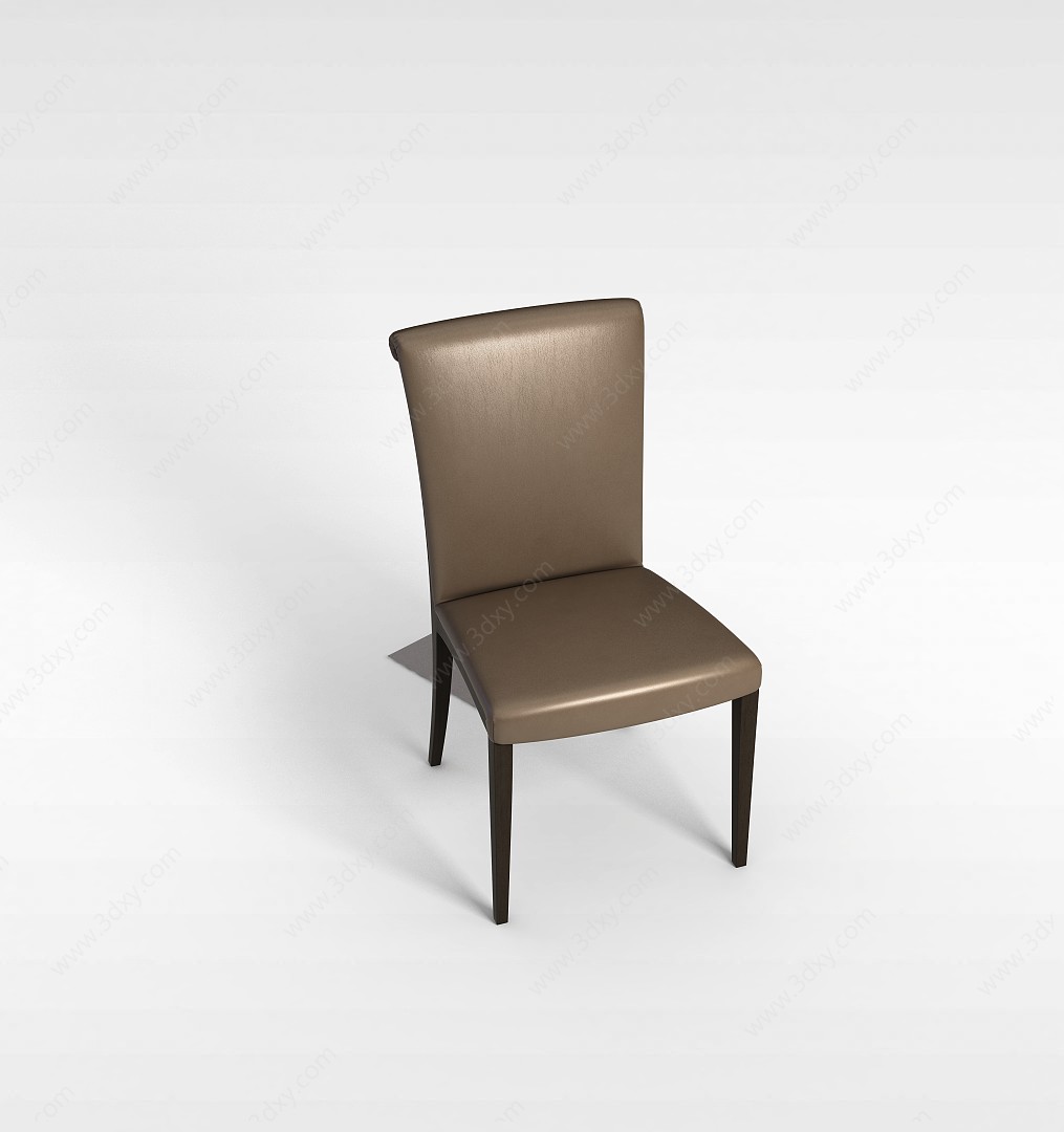 现代浅咖色皮质餐椅3D模型