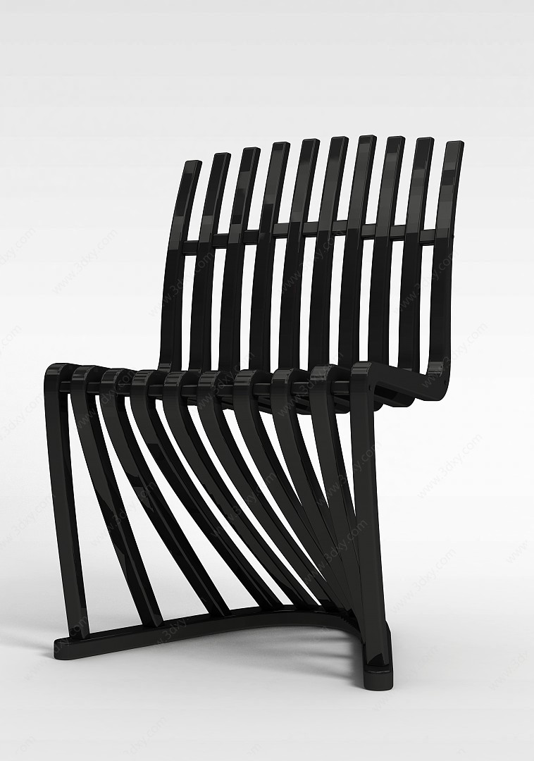 概念黑色烤漆金属座椅3D模型