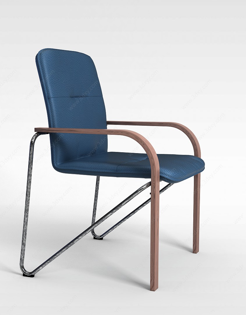 现代蓝色皮质办公椅子3D模型