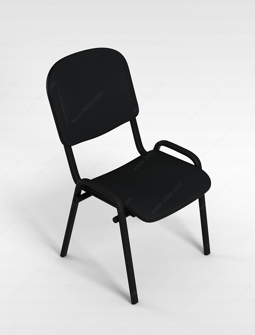 黑色简易办公椅3D模型