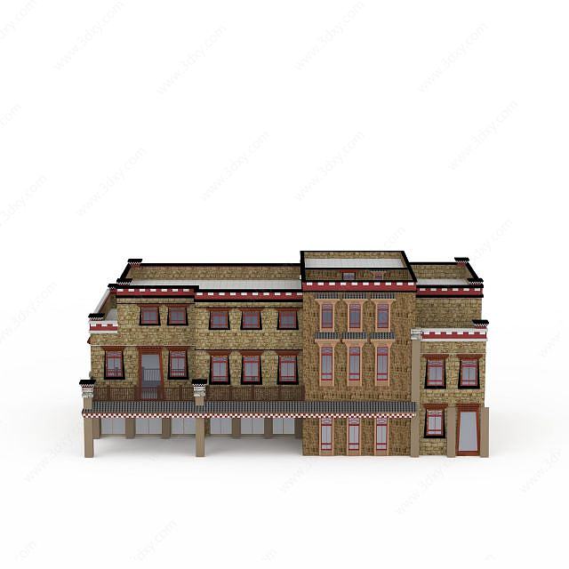 藏族民居房屋建筑楼3D模型