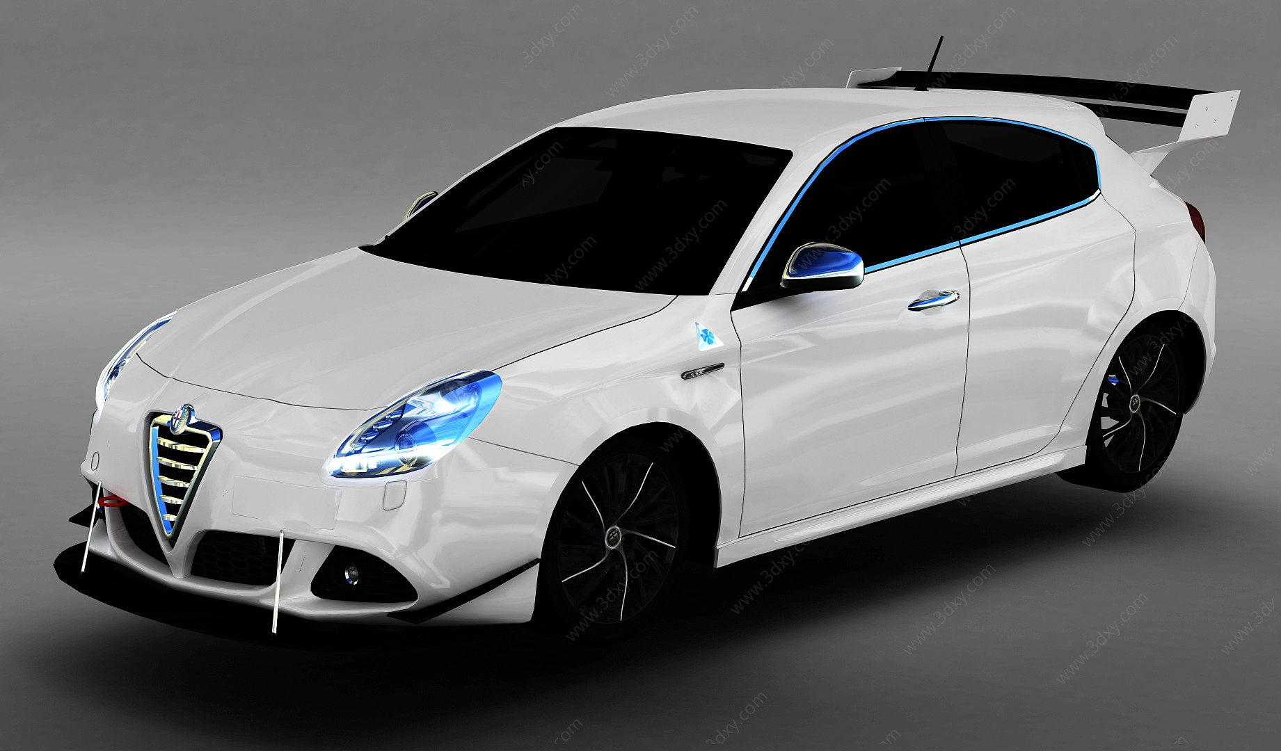 白色轿车3D模型