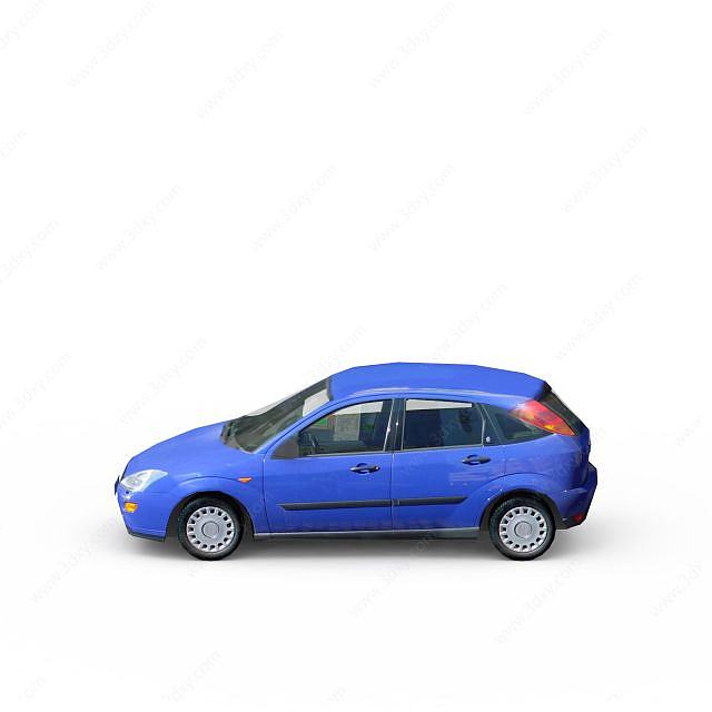 蓝色中型轿车3D模型