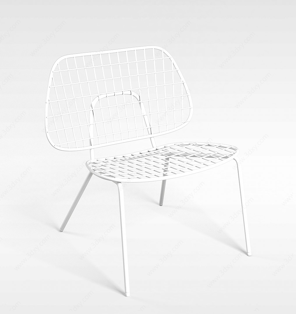 简约白色金属藤椅3D模型