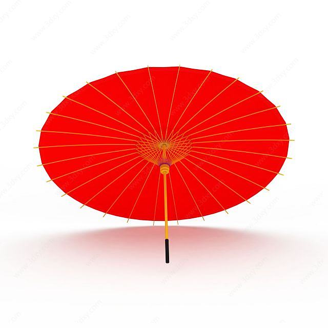 红色纸伞3D模型