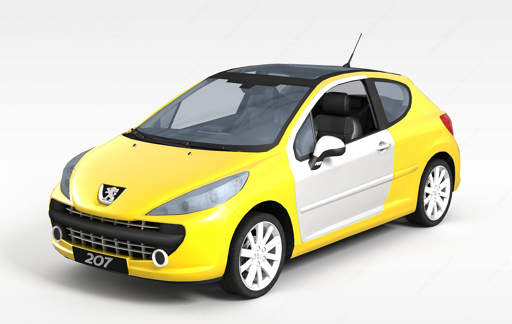 东方雪铁龙黄色小汽车3D模型