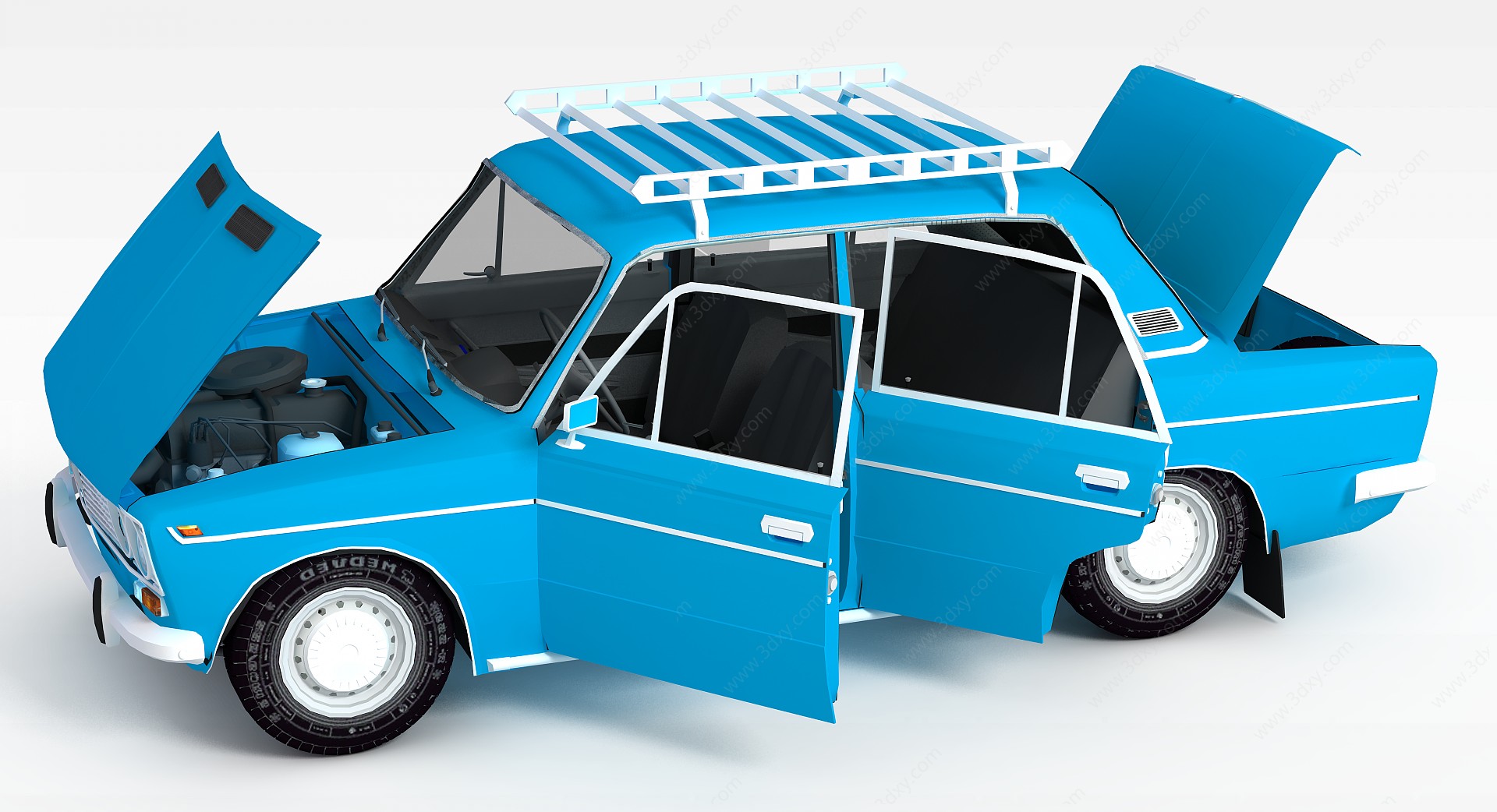 蓝色运货大卡车3D模型