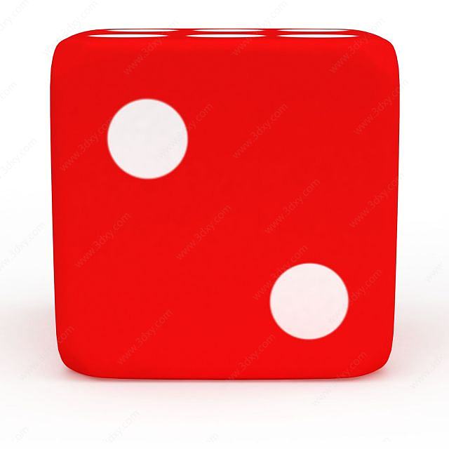 红色玩具骰子3D模型