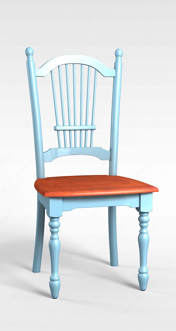 现代蓝色实木椅子3D模型