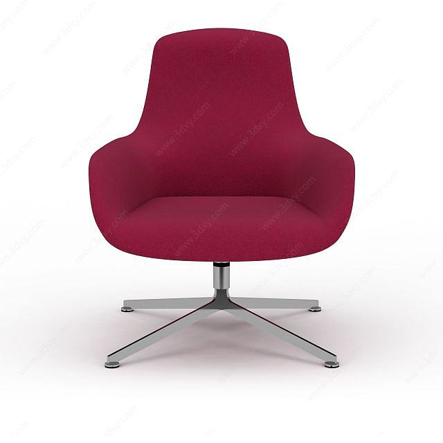 时尚枚红色沙发椅3D模型