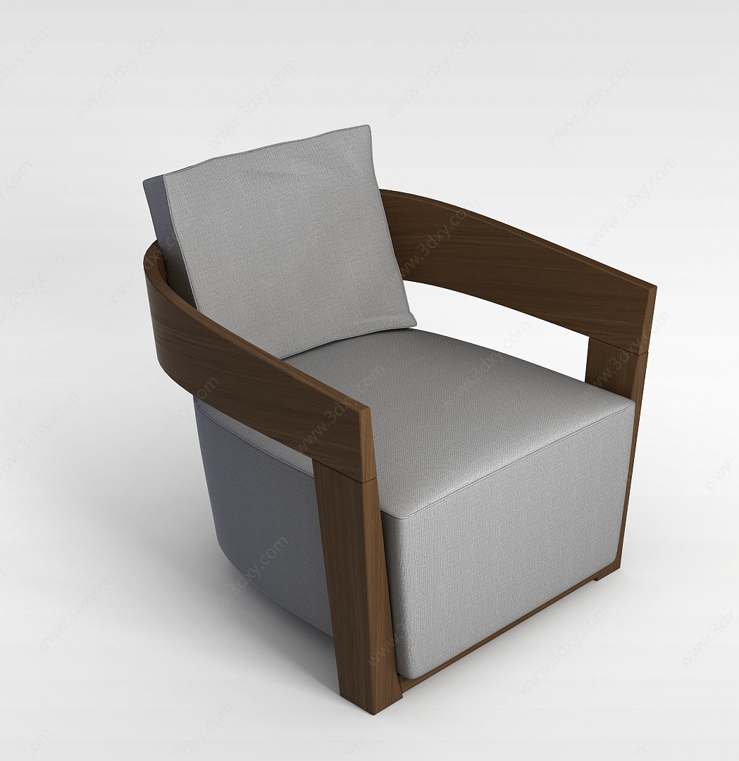 高档灰色书房沙发椅3D模型