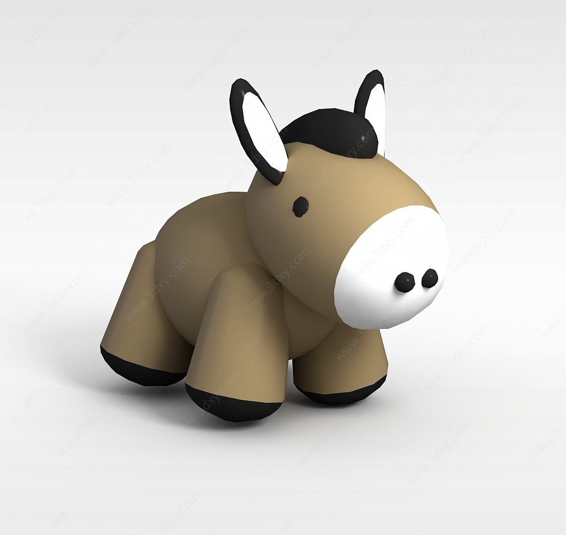 棕色玩具小毛驴3D模型