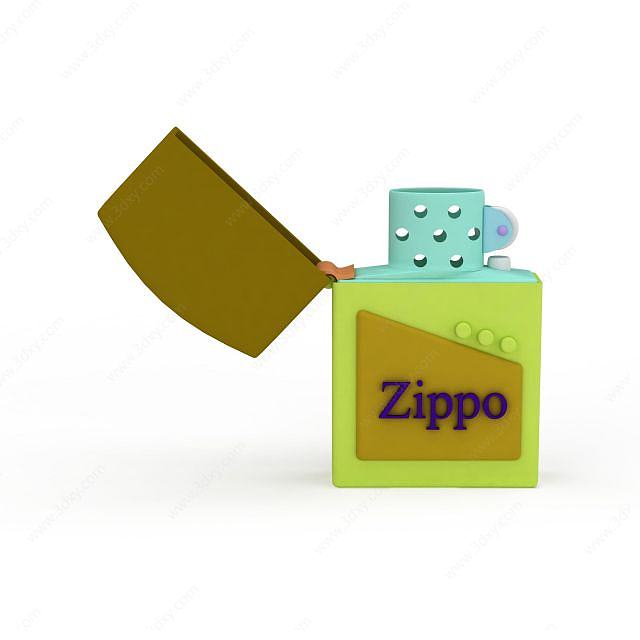 精品zippo拼色打火机3D模型