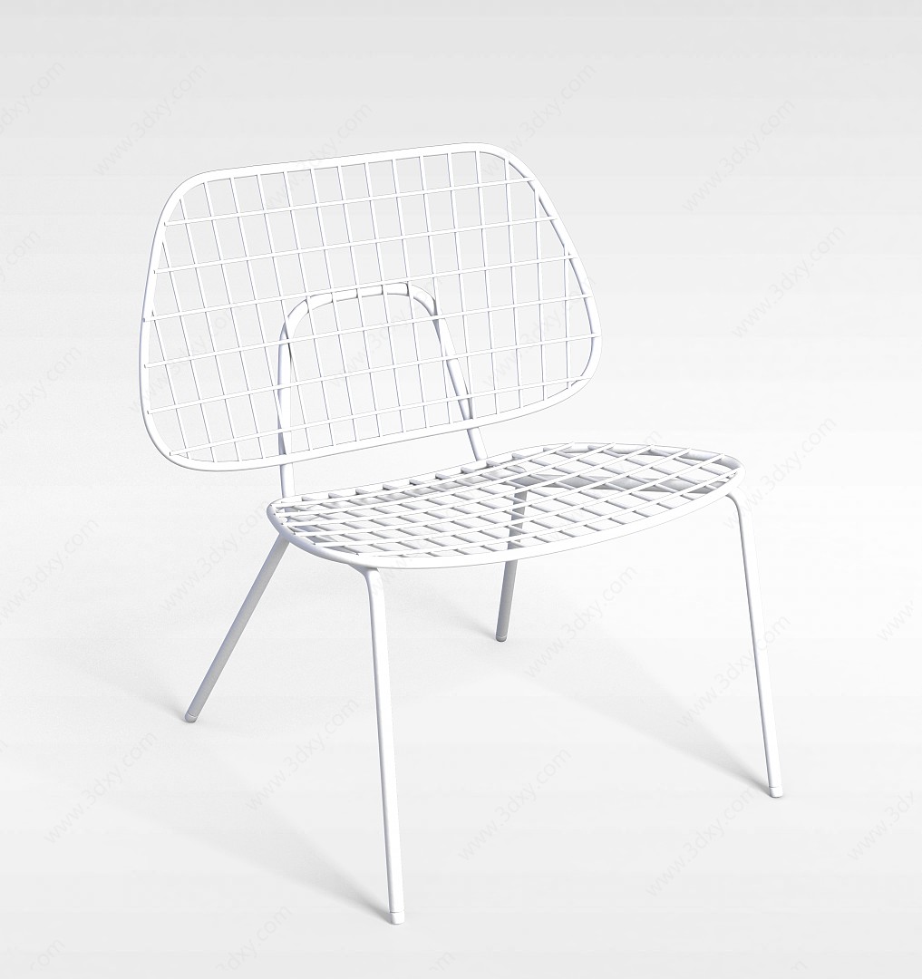 后现代白色铁艺椅子3D模型