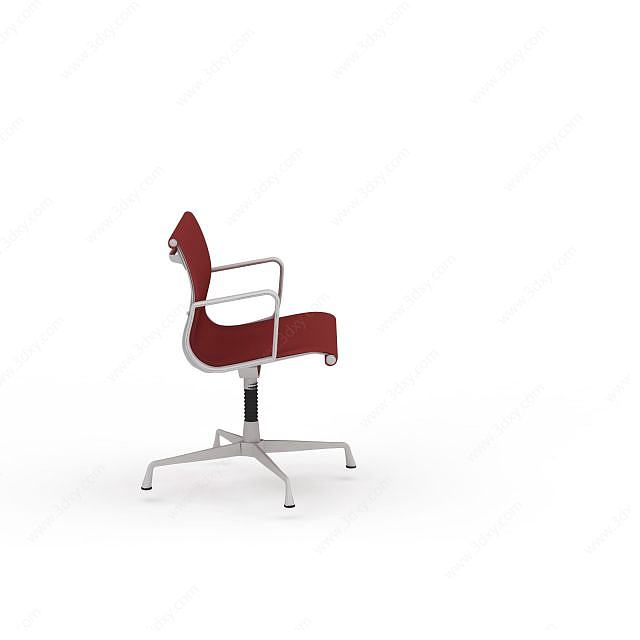 简约红色办公转椅3D模型